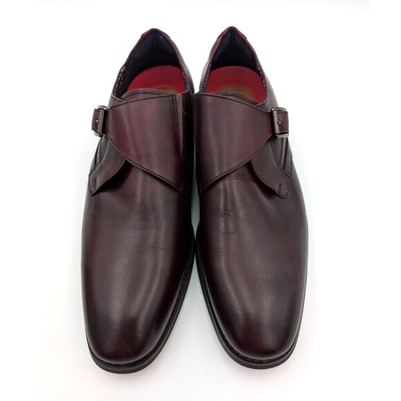 $120 Stacy Adams Karcher Plain Toe Monk Strap Shoes Burgundy Size US10.5M EU43 - Picture 11 of 14